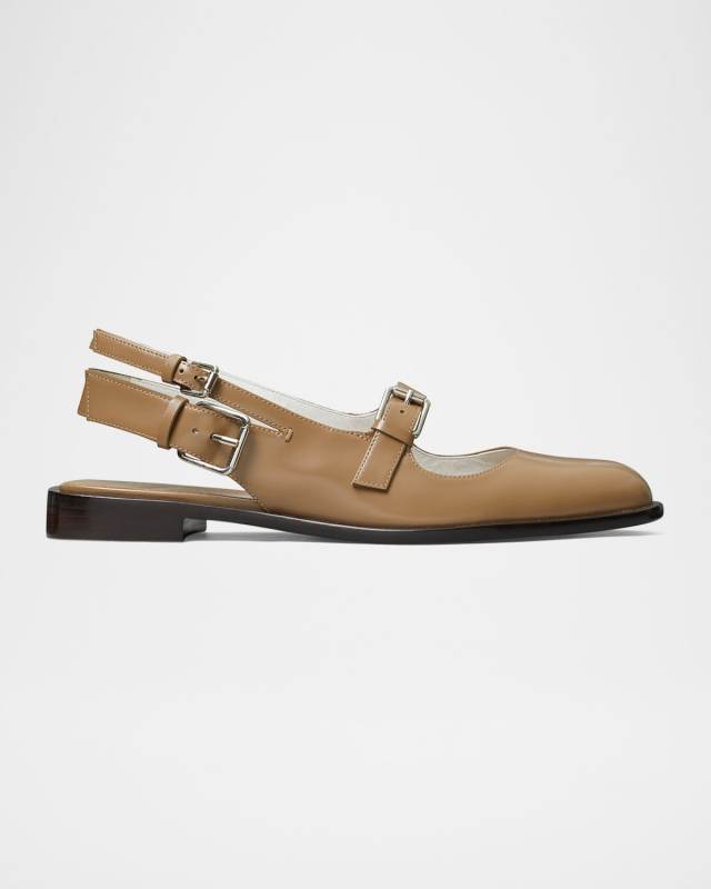 Leather Mary Jane Slingback Ballerina Flats